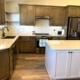 kitchen remodel, shaker cabinets, stainless steel appliances, new island, whie cabinets, built in dining table, under mount sink